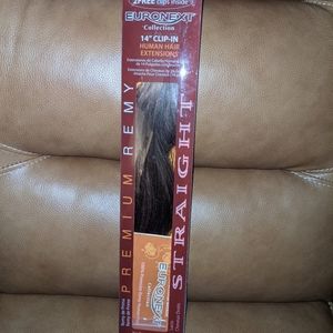 Euronext clip in 14" Remy hair extensions in toffee brown color. Never worn